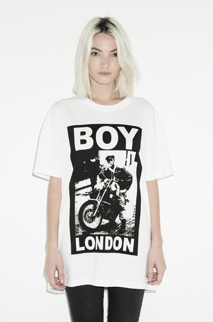 BOY LONDON 摩托车白色 TEE (1719-19 BLACK/WHITE)