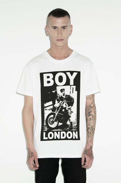 BOY LONDON 摩托车白色 TEE (1719-19 BLACK/WHITE)
