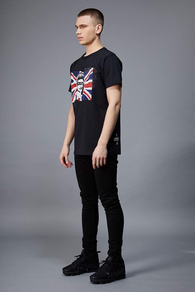 英国国旗女王黑色T恤
