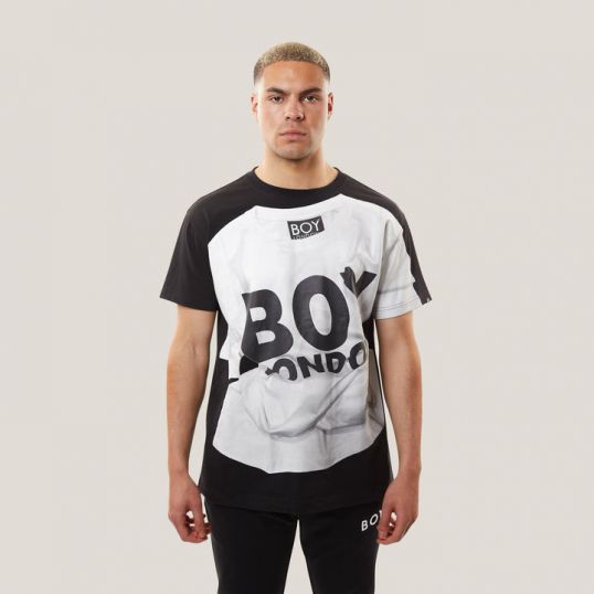BOY   男孩影印 T 恤 - 黑色/白色