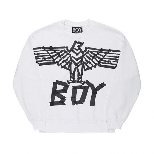 BOY    男孩织带鹰卫衣 - 白色