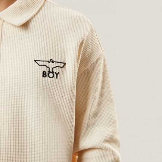 BOY   男孩华夫饼橄榄球运动衫 - 白色